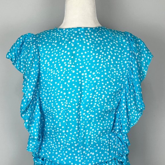 Coolchange Quinn Womens Ruffled Tunic Dress Swim Cover Aqua Blue Polka Dot sz XS - Picture 7 of 13